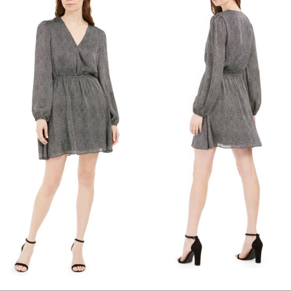 🆕LEYDEN Womens Black Long Sleeve Short Dress SzL